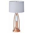Pemberly Row Metal and Glass Table Lamp with Fabric Shade in Satin Copper