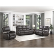 Pemberly Row Faux Leather Double Reclining Sofa with Pillow-Top Arms in Brown