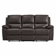 Pemberly Row Faux Leather Double Reclining Sofa with Pillow-Top Arms in Brown