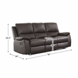 Pemberly Row Faux Leather Double Reclining Sofa with Pillow-Top Arms in Brown