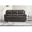 Pemberly Row Faux Leather Double Reclining Sofa with Pillow-Top Arms in Brown