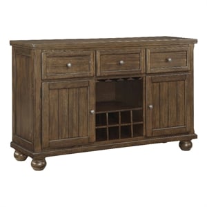 Pemberly Row Wood and MDF Dining Room Server with Wine Rack in Cherry