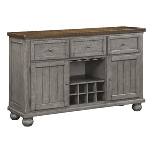 Pemberly Row Wood and MDF Dining Room Server with Wine Rack in Gray