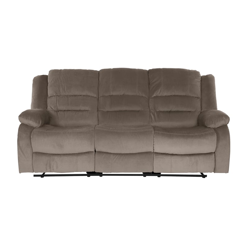Pemberly Row Microfiber 2-Piece Manual Reclining Sofa Set 300 lbs in Chocolate