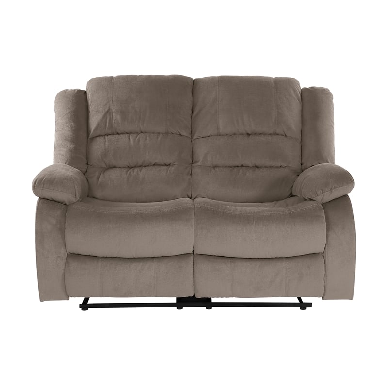 Pemberly Row Microfiber 2-Piece Manual Reclining Sofa Set 300 lbs in Chocolate