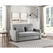 Pemberly Row Fabric Upholstered Convertible Sofa with Pull-Out Bed in Gray