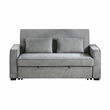 Pemberly Row Fabric Upholstered Convertible Sofa with Pull-Out Bed in Gray