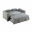 Pemberly Row Fabric Upholstered Convertible Sofa with Pull-Out Bed in Gray
