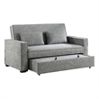 Pemberly Row Fabric Upholstered Convertible Sofa with Pull-Out Bed in Gray