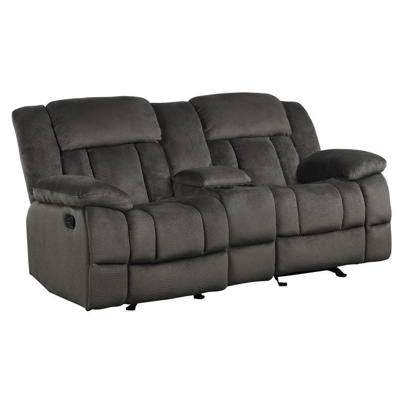 Pemberly Row 2-Piece Manual Reclining Sofa Set with Console in Chocolate