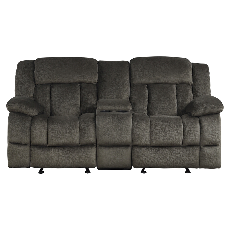 Pemberly Row 2-Piece Manual Reclining Sofa Set with Console in Chocolate