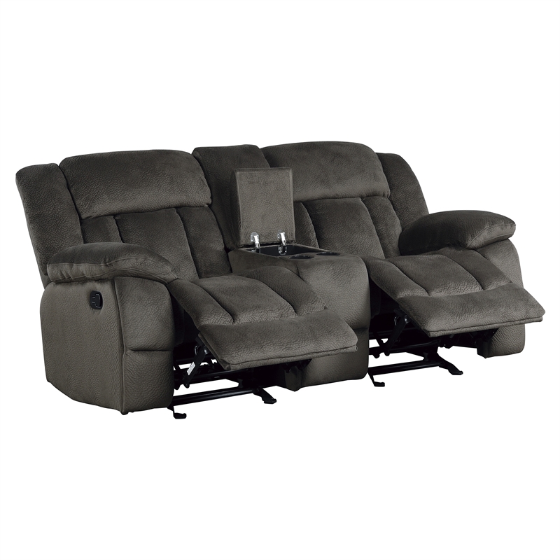 Pemberly Row 2-Piece Manual Reclining Sofa Set with Console in Chocolate