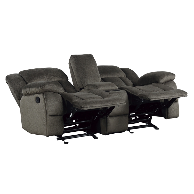 Pemberly Row 2-Piece Manual Reclining Sofa Set with Console in Chocolate