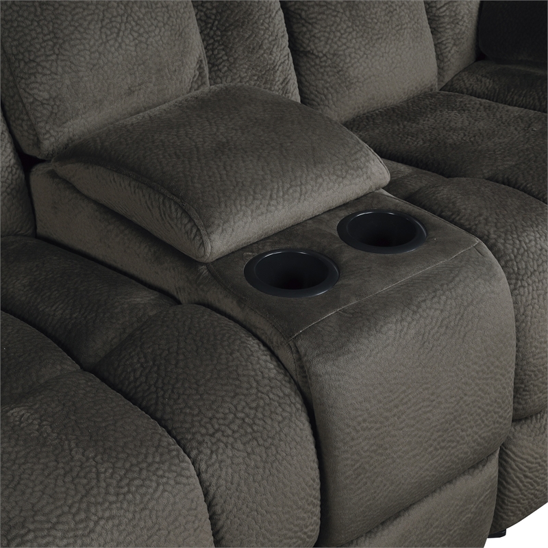 Pemberly Row 2-Piece Manual Reclining Sofa Set with Console in Chocolate