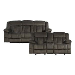 Pemberly Row 2-Piece Manual Reclining Sofa Set with Console in Chocolate