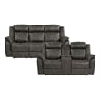 Pemberly Row Polished Microfiber 2-Piece Manual Reclining Sofa Set in Gray