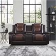 Pemberly Row Faux Leather 2-Piece Manual Reclining Sofa Set in 2-Tone Brown
