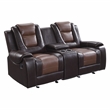 Pemberly Row Faux Leather 2-Piece Manual Reclining Sofa Set in 2-Tone Brown