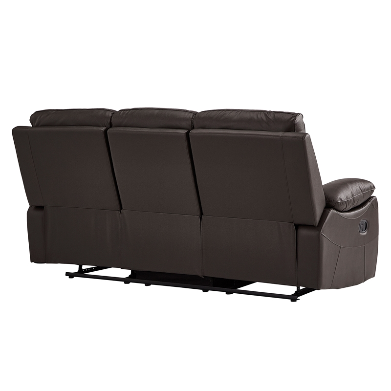 Pemberly Row Faux Leather 2-Piece Manual Reclining Sofa Set 300 lbs in Brown