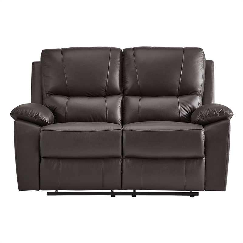 Pemberly Row Faux Leather 2-Piece Manual Reclining Sofa Set 300 lbs in Brown