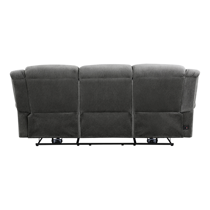 Pemberly Row 2-Piece Power Reclining Sofa Set with Nailhead Trim in Charcoal