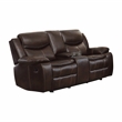 Pemberly Row Faux Leather 2-Piece Manual Reclining Sofa Set with Console - Brown