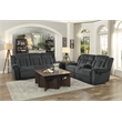 Pemberly Row Chenille Double Reclining Sofa with Nailhead Trim in Charcoal Gray