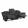 Pemberly Row Chenille Double Reclining Sofa with Nailhead Trim in Charcoal Gray