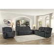 Pemberly Row Chenille Double Reclining Sofa with Nailhead Trim in Charcoal Gray