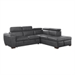 Pemberly Row 2-Piece Faux Leather Sectional with Pull-Out Bed & Storage in Gray