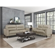 Pemberly Row Top Grain Leather Match Sofa with Wood Legs in Latte