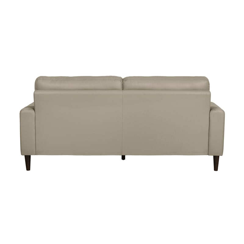 Pemberly Row Top Grain Leather Match Sofa with Wood Legs in Latte