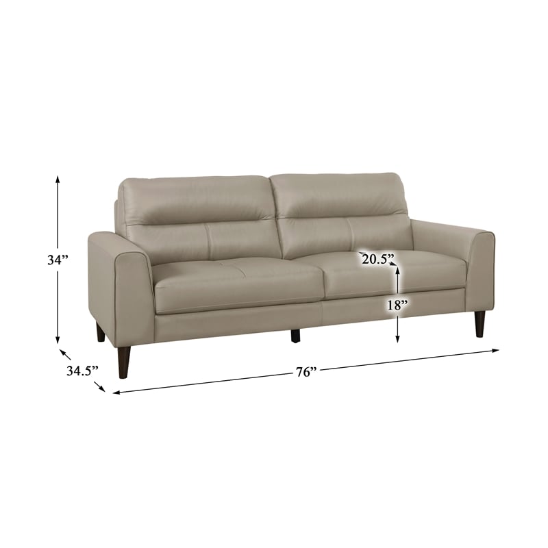 Pemberly Row Top Grain Leather Match Sofa with Wood Legs in Latte