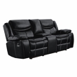Pemberly Row Faux Leather 2-Piece Manual Reclining Sofa Set with Console - Black