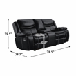 Pemberly Row Faux Leather 2-Piece Manual Reclining Sofa Set with Console - Black