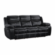 Pemberly Row Faux Leather 2-Piece Manual Reclining Sofa Set with Console - Black