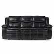 Pemberly Row Faux Leather 2-Piece Manual Reclining Sofa Set with Console - Black