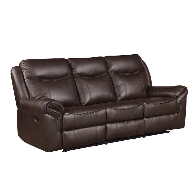 Pemberly Row Breathable Faux Leather 2-Piece Reclining Sofa Set in Dark Brown