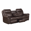 Pemberly Row Breathable Faux Leather 2-Piece Reclining Sofa Set in Dark Brown