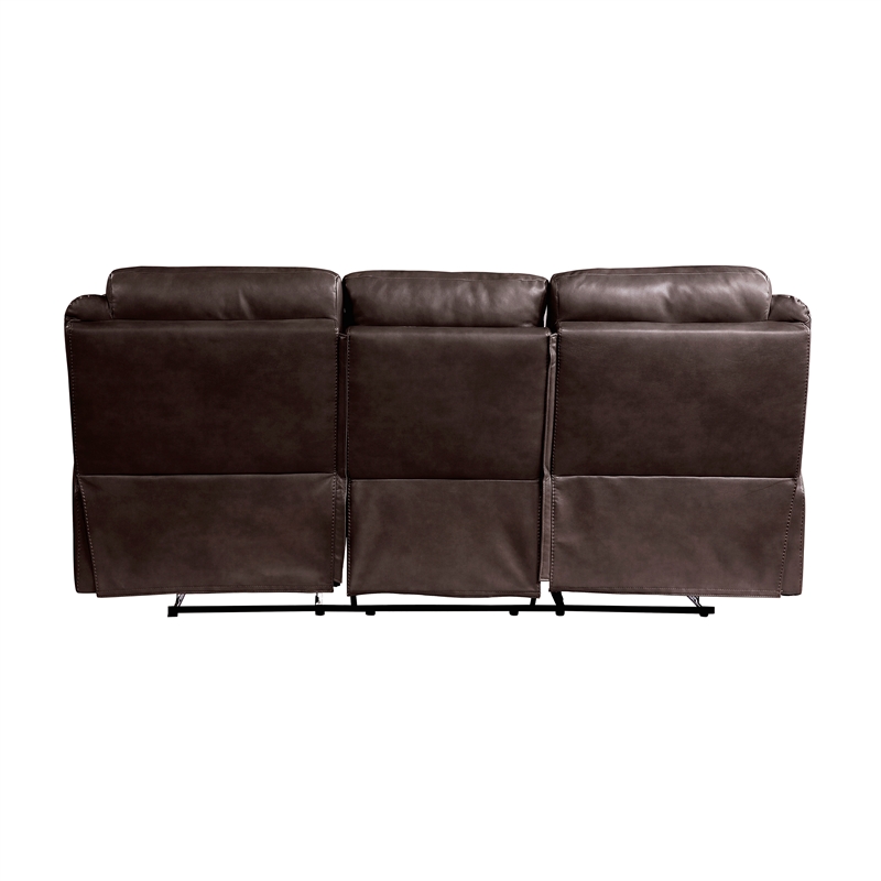 Pemberly Row Breathable Faux Leather 2-Piece Reclining Sofa Set in Dark Brown