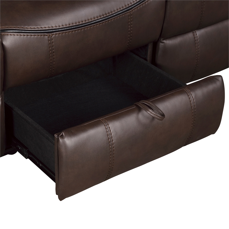 Pemberly Row Breathable Faux Leather 2-Piece Reclining Sofa Set in Dark Brown