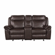 Pemberly Row Breathable Faux Leather 2-Piece Reclining Sofa Set in Dark Brown