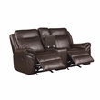 Pemberly Row Breathable Faux Leather 2-Piece Reclining Sofa Set in Dark Brown