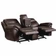 Pemberly Row Breathable Faux Leather 2-Piece Reclining Sofa Set in Dark Brown