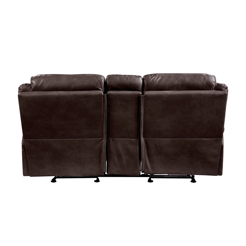 Pemberly Row Breathable Faux Leather 2-Piece Reclining Sofa Set in Dark Brown