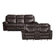 Pemberly Row Breathable Faux Leather 2-Piece Reclining Sofa Set in Dark Brown