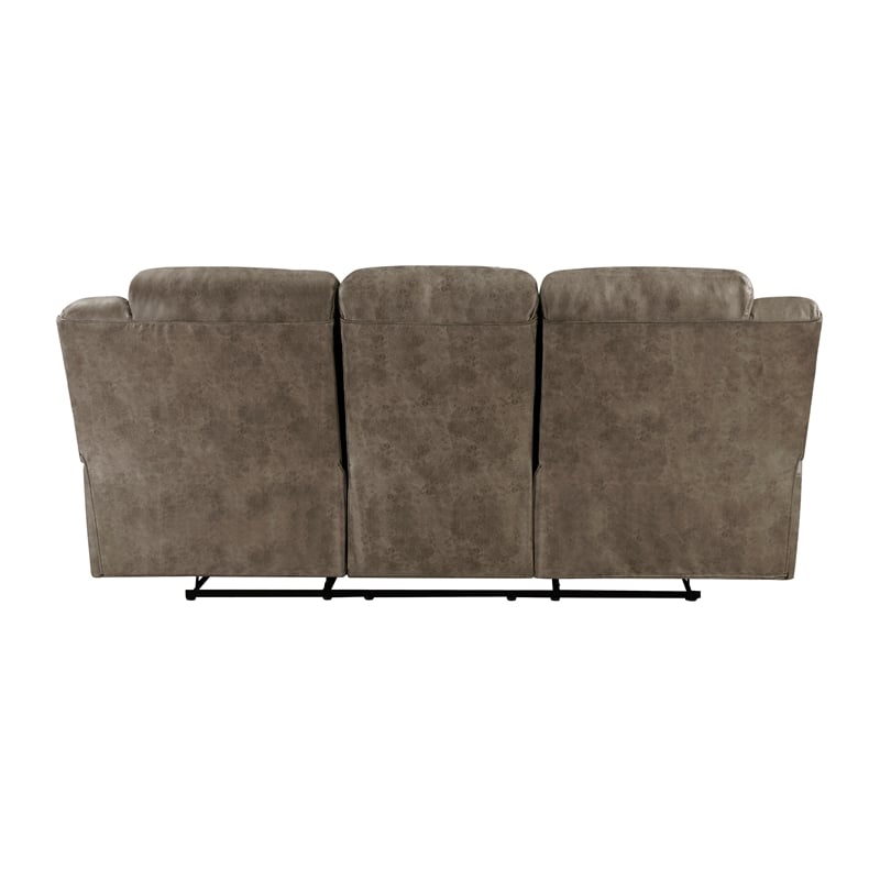 Pemberly Row Polished Microfiber 2-Piece Manual Reclining Sofa Set in Brown