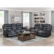 Pemberly Row Faux Leather Double Reclining Sofa with USB in 2-Tone Gray