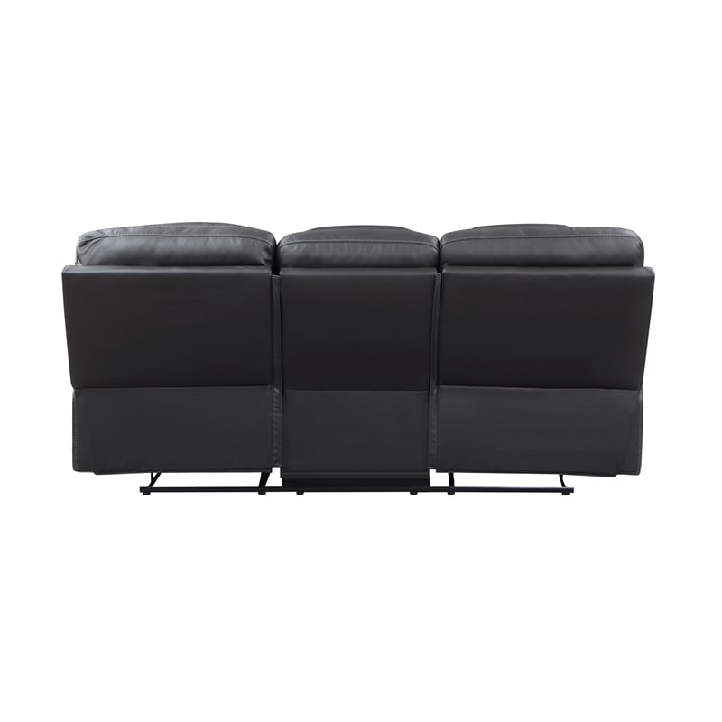 Pemberly Row Faux Leather Double Reclining Sofa with USB in 2-Tone Gray
