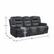 Pemberly Row Faux Leather Double Reclining Sofa with USB in 2-Tone Gray